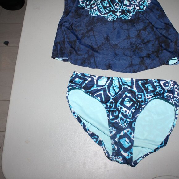 Blue 2 Pcs Justice Tankini Swimsuit Size 8 - Picture 2 of 10